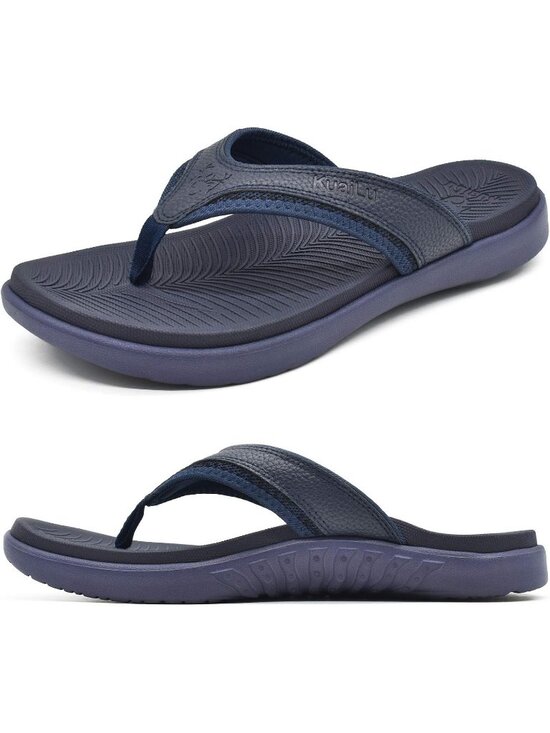 Mens Dark Blue Arch Support Sport Flip Flops Comfort Orthotic Thong Sandal Shoes main image 5